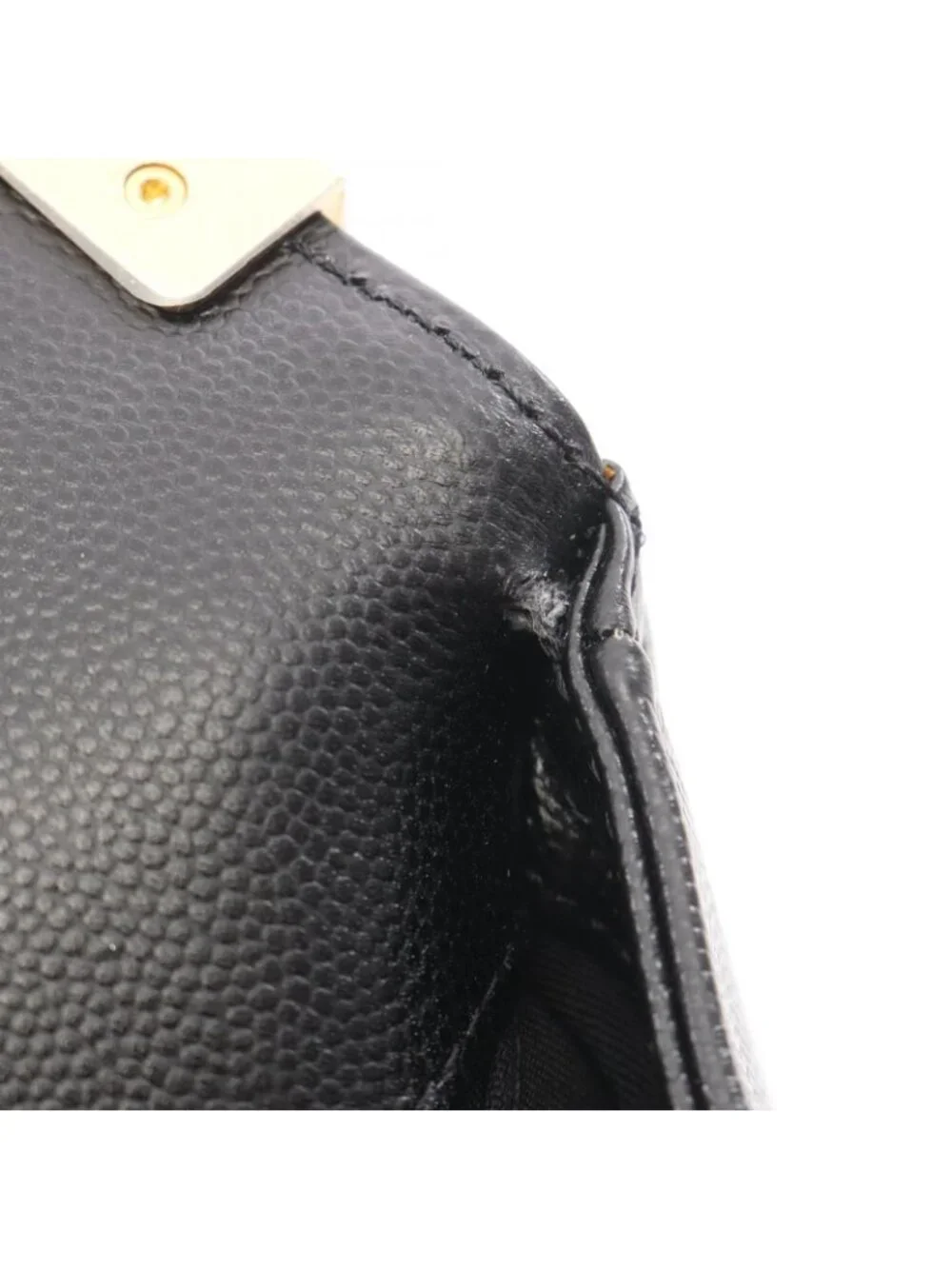Chanel Shoulder Bag Boy Black Caviar Leather Boy Chain